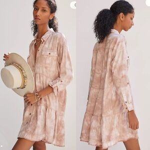 Anthropologie Lyocell Pilcro‎ Tie-Dye Utility Mini Dress size Small